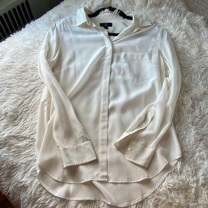 J. Crew Classic Silk Button Down Shirt 6 in white